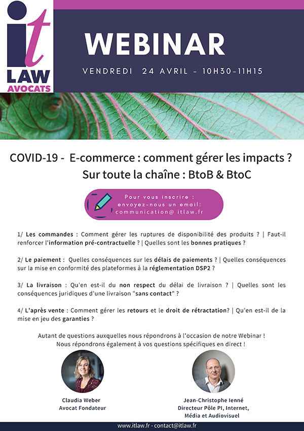 Vendredi 24 Avril – COVID-19 – E-commerce comment gérer les impacts ?
