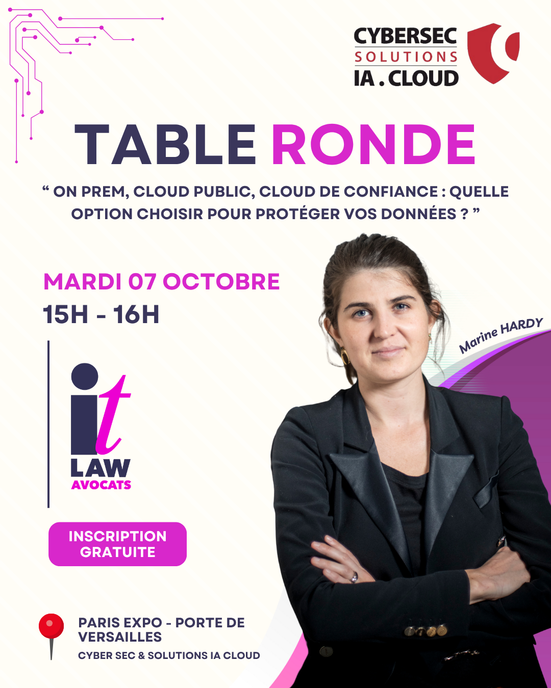Marine HARDY à la table ronde sur le Cloud au salon Cyber Sec & Solutions IA Cloud